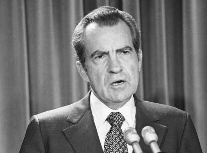 Richard Nixon, en la Casa Blanca en abril de 1973.