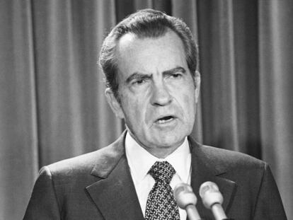 Richard Nixon, en la Casa Blanca en abril de 1973.