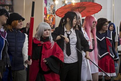 Un grup d'aficionats al 'cosplay' al Saló del Manga d'enguany.