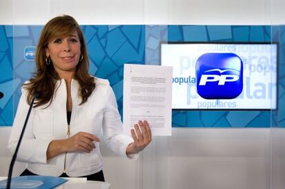 Alicia Sánchez-Camacho, durante la rueda de prensa en la que anunció el acuerdo del Presupuesto.