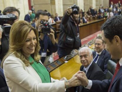Susana D&iacute;az y Juan Manuel Moreno, en el pleno constitutivo del Parlamento.