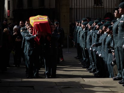 Funeral en Pamplona el pasado 11 de febrero de uno de los guardias civiles fallecidos en el puerto de Barbate tras ser embestidos por una narcolancha dos das antes