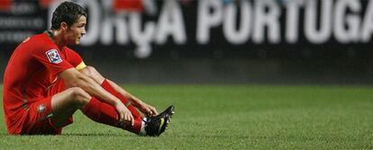 El jugador portugués, durante el partido de su selección