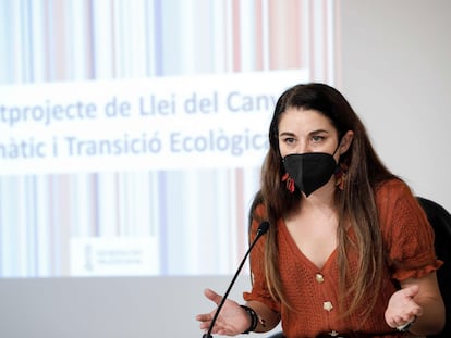 La ya exconsejera Mireia Mollà, durante la presentación de la aprobación del anteproyecto de Ley del Cambio Climático y Transición Ecológica, en agosto de 2021.