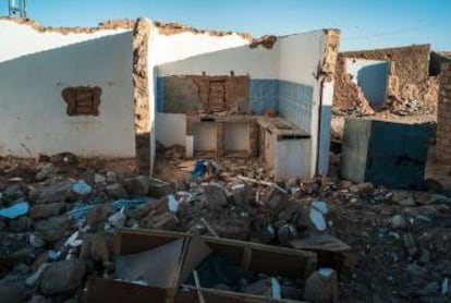 Restos de una casa destruida y, en concreto, de su cocina.