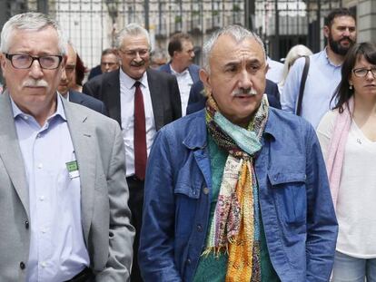 Los secretarios generales, de CCOO, Ignacio Fern&aacute;ndez Toxo (izquierda), y de UGT, Pepe &Aacute;lvarez.