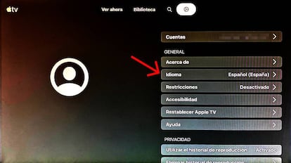 Cambiar el idioma en Apple TV.