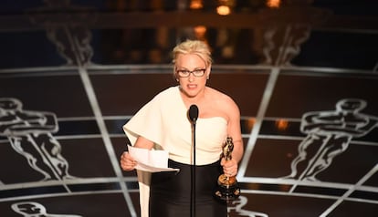 Patricia Arquette, ganadora del Oscar a mejor actriz de reparto por su papel en 'Boyhood', se ha referido en su discurso a los derechos de las mujeres en EE UU y a la igualdad social y salarial.