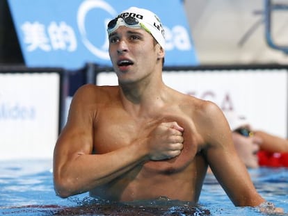 Chad Le Clos, tras ganar los 200 mariposa, su segundo oro.