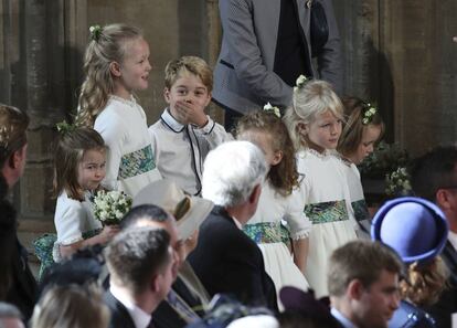 Los pajes de la boda, entre los que se encontraban Carlota y Jorge de Cambridge.