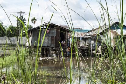 Una vista del barrio donde vive Sandar, en las afueras de Mae Sot. Sandar procede de Mawlamiyaing, una ciudad birmana situada a 130 kilómetros de Mae Sot. La joven entró ilegalmente en Tailandia cuando tenía 15 años. La larga frontera de la zona de Mae Sot, en la que los dos países están separados solamente por un río, la convierte en el lugar perfecto para que los birmanos entren ilegalmente en Tailandia. En los últimos tiempos, las autoridades tailandesas han intensificado los controles fronterizos debido al aumento del número de casos de covid-19 en Myanmar. Mae Sot es una zona principalmente rural. Muchos emigrantes birmanos están empleados en la agricultura, y a menudo cobran menos del salario mínimo. Con ocasión del Día Internacional de la Mujer Rural el pasado 15 de octubre, ONU Mujeres subrayó este año "la urgente necesidad de fomentar la capacidad de resistencia de las mujeres rurales tras la covid-19 reforzando su bienestar y unos medios de vida sostenibles con el fin de 'reconstruir mejor".