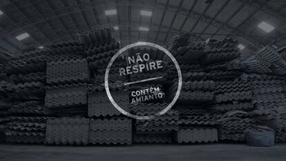 Cartaz do premiado documentário 'Não respire – contém amianto'.