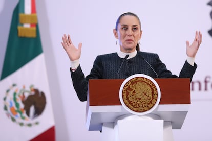 Claudia Sheinbaum, presidenta de México durante la conferencia de prensa en palacio Nacional en Ciudad de México, el 31 de octubre  2024.