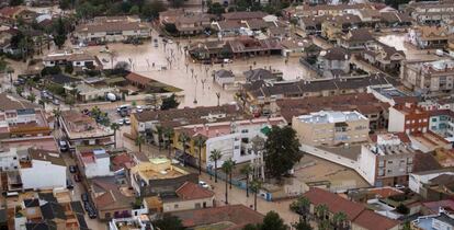 Vista &aacute;rea del municipio de los Alc&aacute;zares tras las inundaciones.