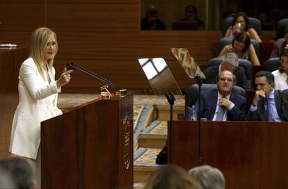 La presidenta de la Comunidad, Cristina Cifuentes, durante su intervención en Debate del Estado de la Región.