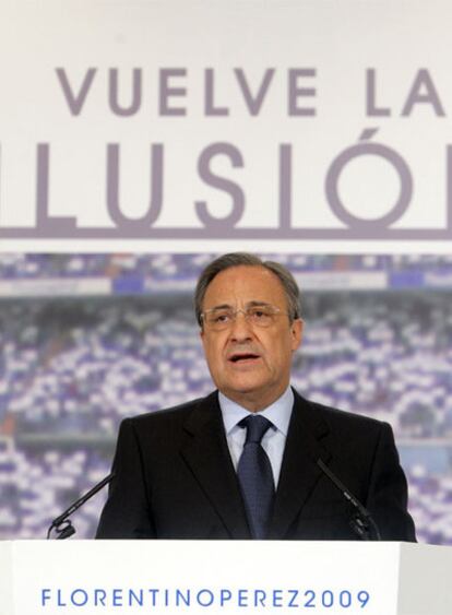 Florentino Pérez, en la presentación de su candidatura.