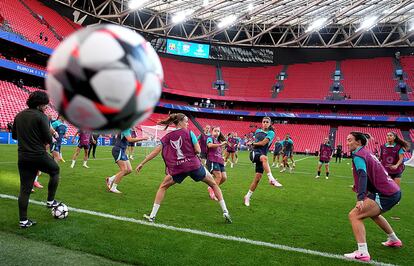 Último entrenamiento del FC Barcelona antes de enfrentarse al Lyon en la final de la Champions League.