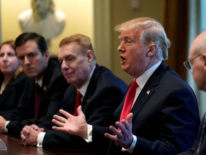 Trump, el pasado jueves en la Casa Blanca cuando anunció los nuevos aranceles.