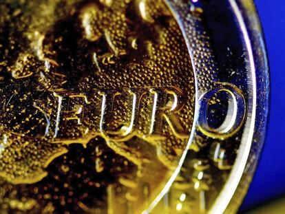 Detalle de una moneda de euro, en Colonia (Alemania).