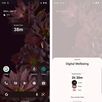 Nuevo 'widget' de Google de bienestar digital.