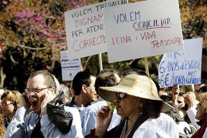 Una de las protestas de los médicos en huelga, la semana pasada.