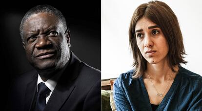 Denis Mukwege e Nadia Murad, prêmios Nobel da Paz 2018.