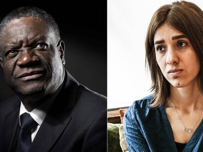 Denis Mukwege e Nadia Murad, prêmios Nobel da Paz 2018.