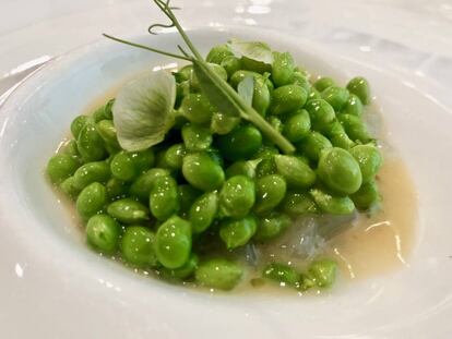 Guisantes de costa de navazo. Un plato del restaurante Mantúa / Capel