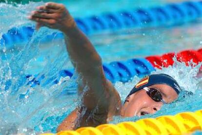 Erika Villaécija, sexta en la final de los 800 metros, durante la carrera.