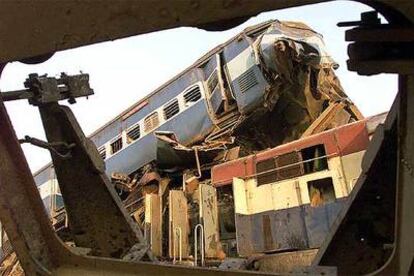 Imagen del accidente de los trenes siniestrados al norte del país.