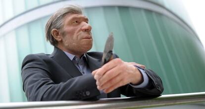 Un neandertal en traje, en el Museo Neanderthal en Mettmann (Alemania).