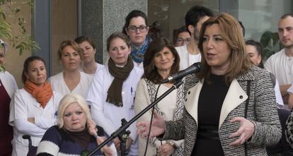 Susana D&iacute;az, este martes en Chucena (Huelva).