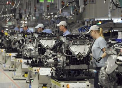 Cadena de montaje de la planta de Volkswagen en Chattanooga, en EE UU.