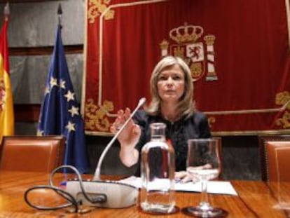 La portavoz del CGPJ, Gabriela Bravo, despu&eacute;s de la reuni&oacute;n.