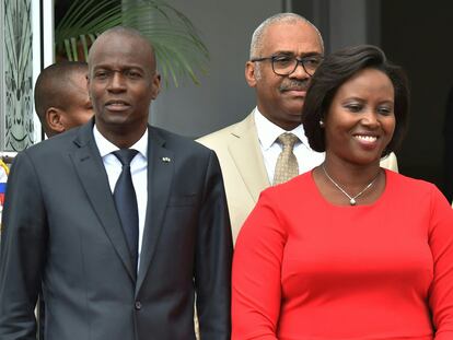 El presidente de Haití. Jovenel Moïse, y la primera dama, Martine Moïse, en el Palacio Nacional en Puerto Príncipe,  el 23 de mayo de 2018.