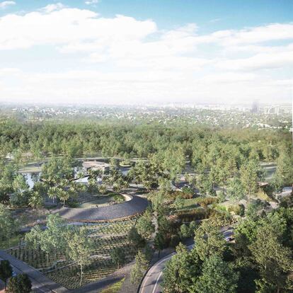 Render arquitectónico del Centro de Cultura Ambiental, parte del proyecto Chapultepec