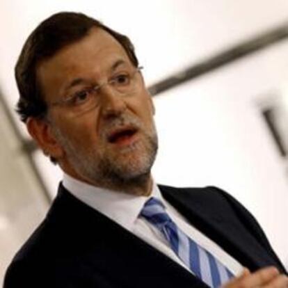 Mariano Rajoy, presidente del PP, en la rueda de prensa en la moncloa