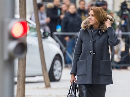 María Dolores de Cospedal, este martes en la Audiencia Nacional, en Madrid.