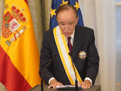 Gregorio Marañón, durante su discurso tras la imposición de la distinción.