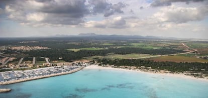 An aerial view of the coast of Sa Ràpita, in Mallorca, where a construction project has angered residents and environmentalists.