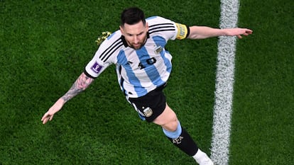 Messi celebra el primer gol de Argentina.