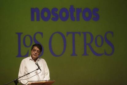 El escritor Sergio Ramirez habla en el festival Centroam&eacute;rica Cuenta, en Managua.