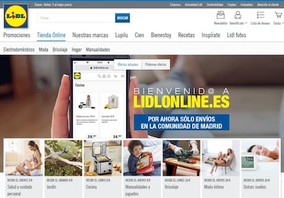 Captura de pantalla de la tienda online de Lidl.