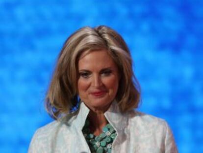 Ann Romney durante el ensayo de su discurso.