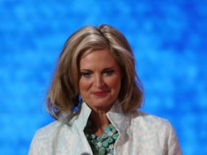 Ann Romney durante el ensayo de su discurso.