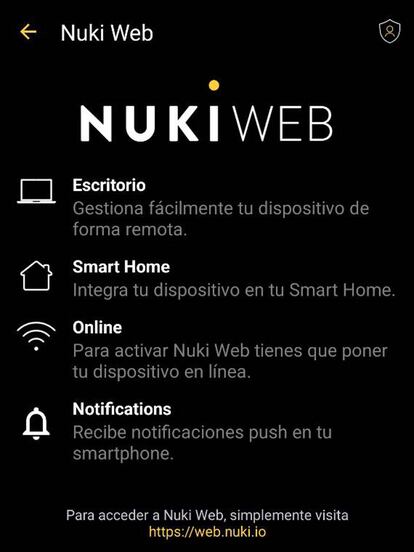 Uso de la función Nuki Web