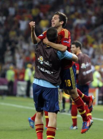 Jordi Alba celebra el triunfo ante Francia.