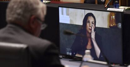 Mel Silva, directora general de Google Australia y New Zealand, en una comparecencia telemática ante el Senado australiano, el viernes.