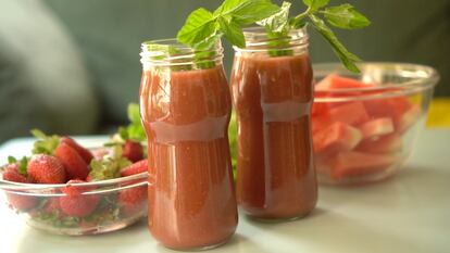 Jugo de sandía y fresas