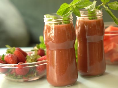 Jugo de sandía y fresas